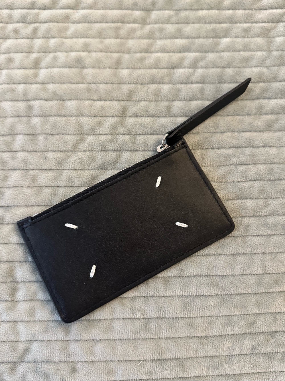 Authentic Maison Margiela Black Leather Zip Card Wallet NEW
